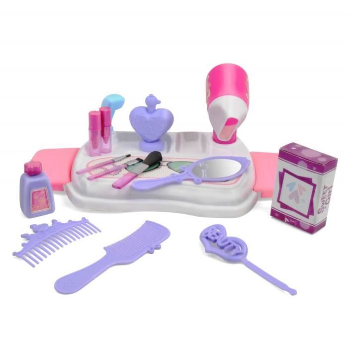 GOPLUS Coiffeuse Enfant Fille Avec Lumière LED Bicolore, Table De Maquillage Avec Chaise Tiroir Miroir Ovale Organisateur De Bijoux En Forme Darbre Coiffeuse Enfant Pour Fille 3 8 Ans Rose 85403103