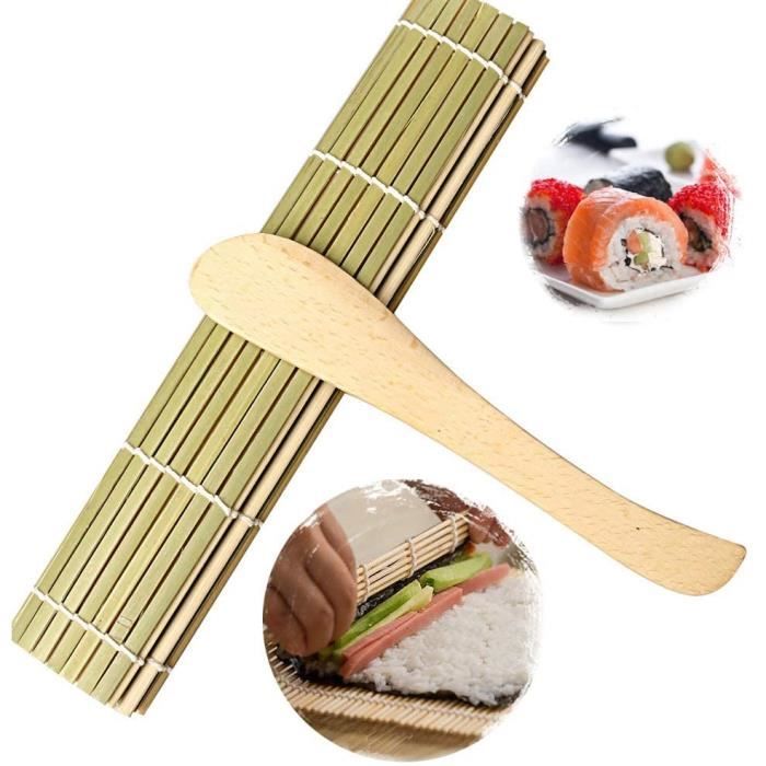 Cozlly 2 Pcs Tapis Sushi en Bambou, 24 x 24 cm Natte Sushi, Lavable et  Réutilisable Rouleau à Sushi Maki, Outil de Fabrication à Sushi pour  Cuisine Débutants Professionnels : : Cuisine et Maison