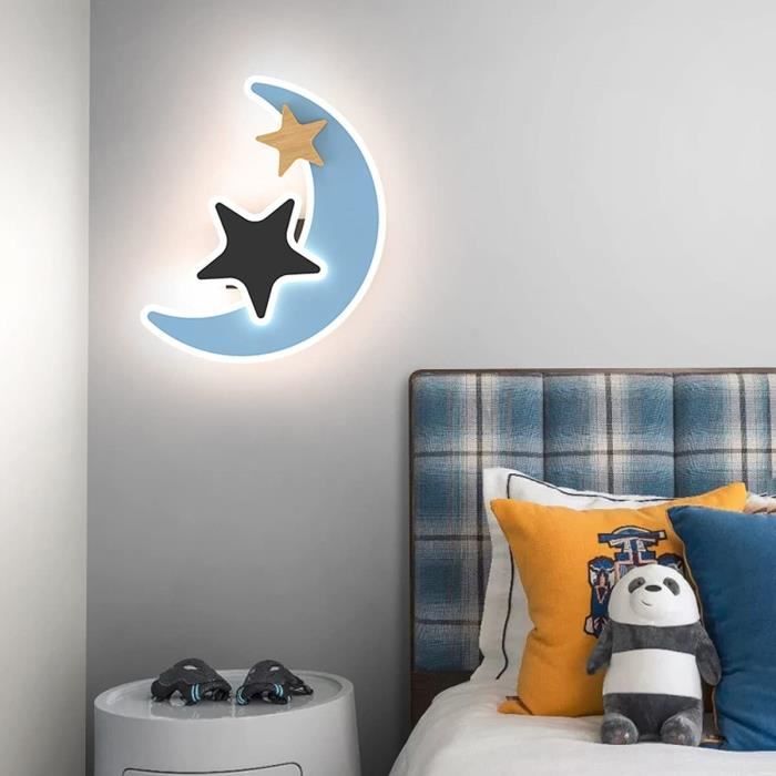 Applique murale enfant, led 17w tricolore dimmable lampe murale chambre  star moon design acrylique lampe de murale garçon fil[597] - Cdiscount  Maison