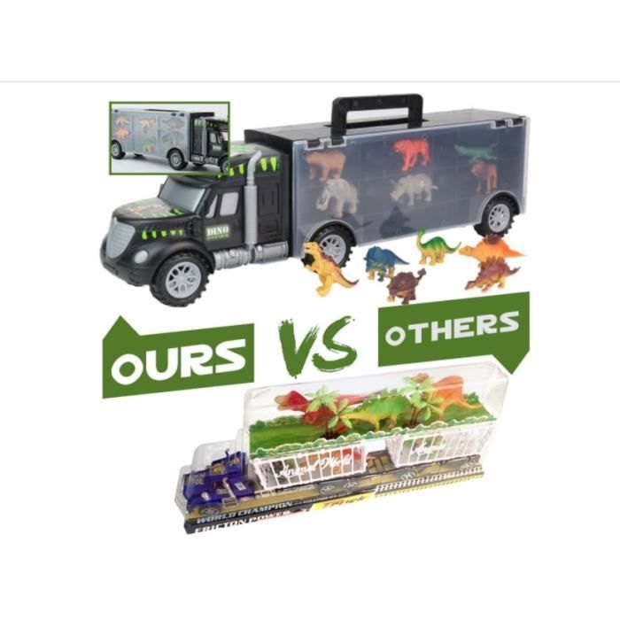 Camion Dinosaure Transporteur Avec Piste De Course Éjectable Et 6 Voitures – Jouet Transformable Pour Enfants 3+