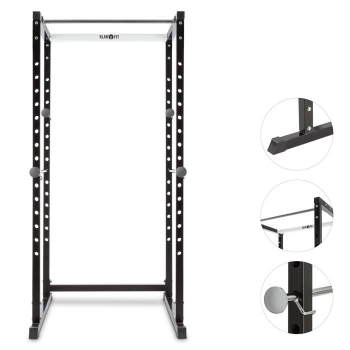 Klarfit PR1000 Power Rack multifonction Support stable pour barres de musculation reglable sur 15 niveaux charge 320kg maximum Cdiscount Sport