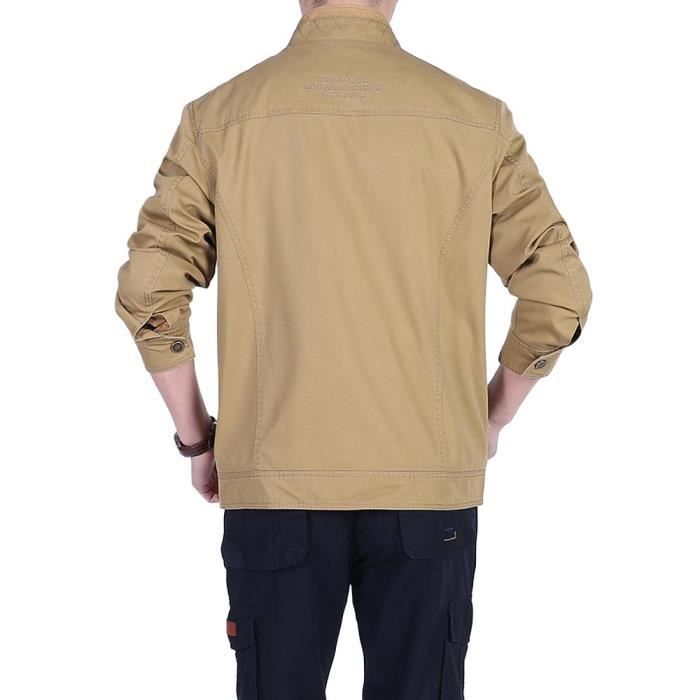 Veste Printemps Homme en Coton Grande Tailles Veste D exterieur Col Montant Kaki Cdiscount Pret a Porter