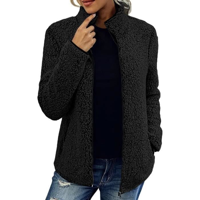 Veste Polaire Réversible Zippée à Capuche Grande Taille Femmes Sweat-shirt Solid Automne Hiver Casual Hoodie Manches Longues Sweat Ample Doux Chaud