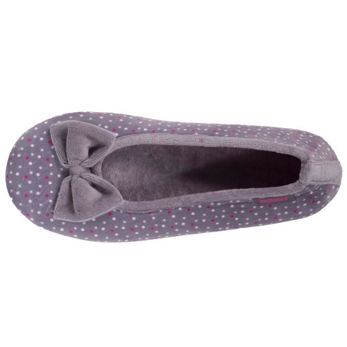 Chaussons femme Isotoner Pois Noir Confortable et l gant