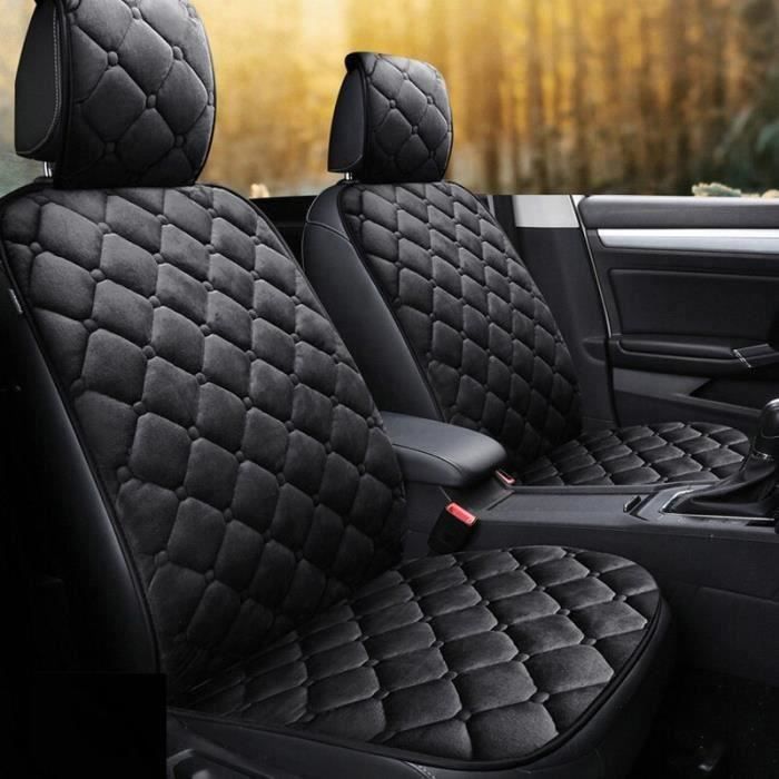Lucky-beige front 1pcs -Coussins de siège de voiture en tissu floqué  antidérapants universels garde au chaud accessoire d'hiver pou