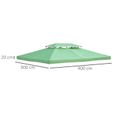 Outsunny Toile de rechange pour pavillon tonnelle tente 3 x 4 m polyester haute densité 180 g/m² vert-2