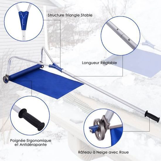 Râteau à Neige Télescopique COSTWAY – Longueur 200-630 Cm – Lame 40 Cm – Aluminium Léger – Pour Toit Et Voiture - 6