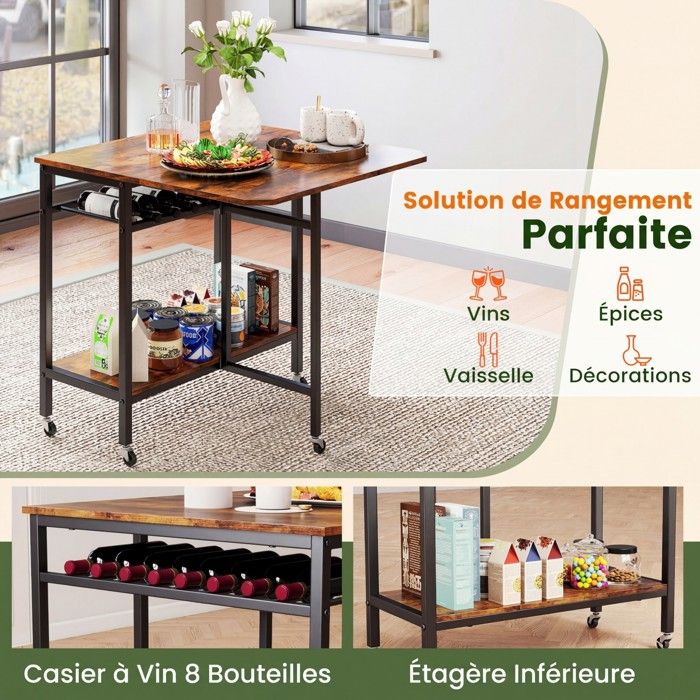 GIANTEX Table de Cuisine Pliante- Table à Manger Rectangulaire- 5 ...