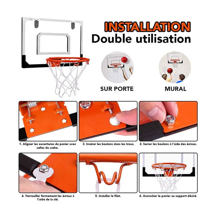 Mini Panier de Basketball - FOLAYA - Ajustable 170cm - Support en Fer