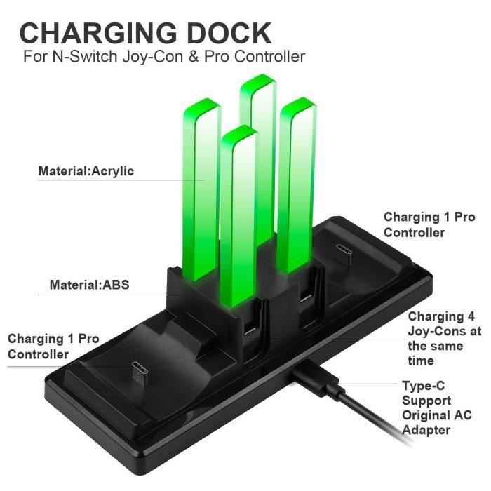 We - WE 5 en 1 LED Chargeur Dock pour Nintendo Switch Manette Pro