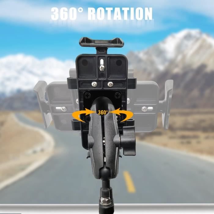 Support Téléphone Moto/Vélo Antichoc - Compatible 4,7" à 7,1" - Rotation 360°, Installation Rapide