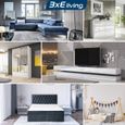 3xEliving Meuble TV moderne et élégant Kim blanc / noir 130 cm LED-3
