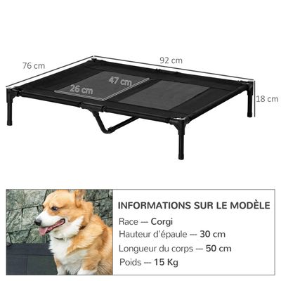 PawHut Bed Op Poten Hondenbed Kat Kampeerbed Verhoogd Dieren Hoog Comfort Oxford Textileen Stof Microgeperforeerd Metaal 92l X 76b 18h Cm Zwart 2148658536