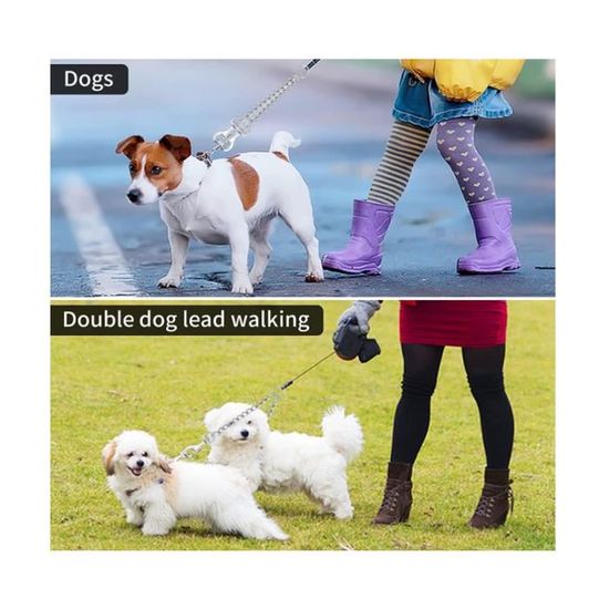 TIESOME Double laisse en métal pour chien, durable, anti-mastication,  anti-nœuds, double extension de laisse pour chien pour 2 c73 - Cdiscount