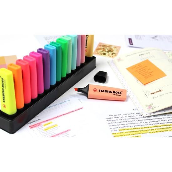 15 surligneurs STABILO Boss fluo + pastel édition collector avec présentoir  : Chez Rentreediscount Fournitures scolaires