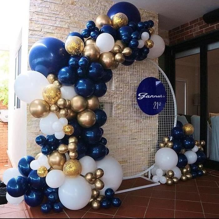 Arche Ballon Bleu Or, 114 Pcs Ballons Anniversaire Bleu Or, Guirlande De Ballons  Bleu Marine, Ballon Bleu Or Pour Decoration[u3423] - Cdiscount Maison