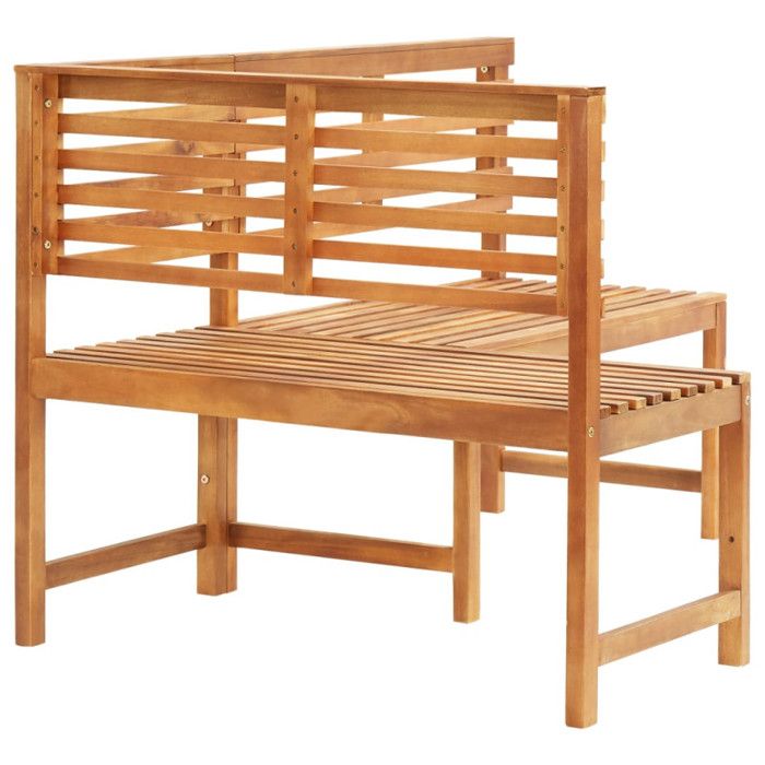 Banc D'Angle De Jardin Avec Jardinière - 117 Cm, Bois D'Acacia Gris - Banc De Terrasse, Patio Extérieur
