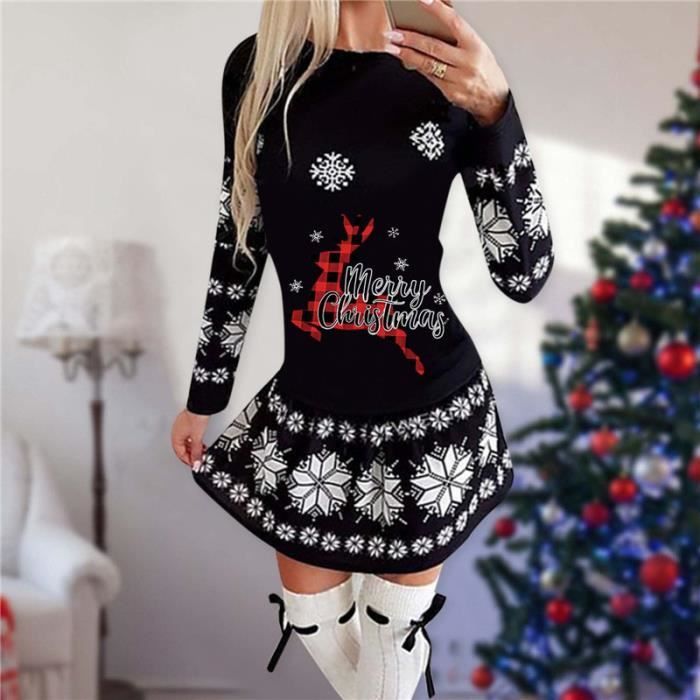 V tements Femme Robe de soir e de no l pour femmes imprim e d
