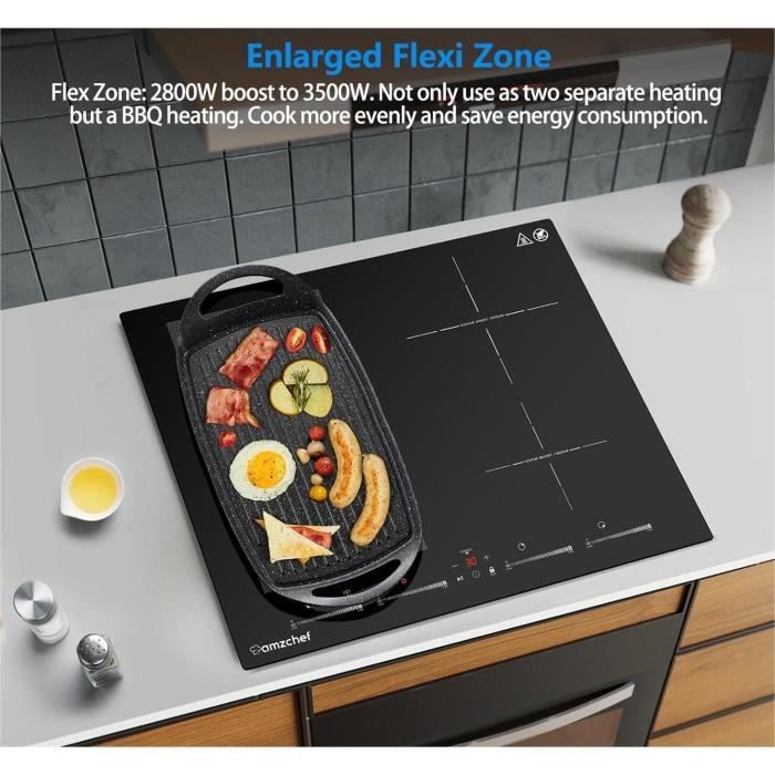 Plaque Induction KKT KOLBE 5 Zones 11,2 KW – Piano Encastrable Noir 77 Cm
