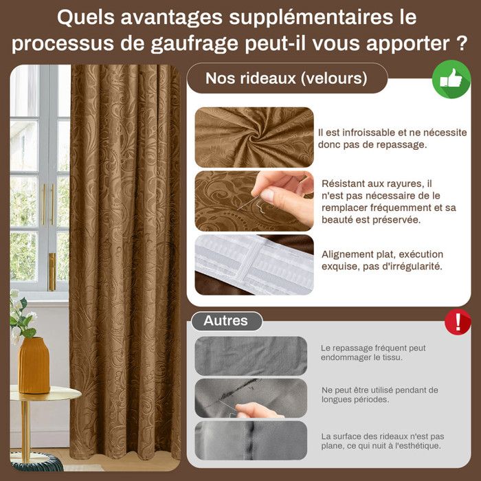 Rideau Anti-bruit Salon Rideaux Velours Occultants YSTELLAA 140x300 Cm - Lot De 2, Isolants Thermiques Et Anti-bruit Rideau 3m Hauteur Rideau Anti-bruit Salon Rideaux Velours Occultants YSTELLAA 140x300 Cm - Lot De 2, Isolants Thermiques Et Anti-bruit Rideau 3m Hauteur