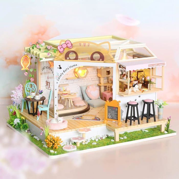 Spilay - Kit de maison miniature à faire soi-même, kit de maison de poupée avec boîte