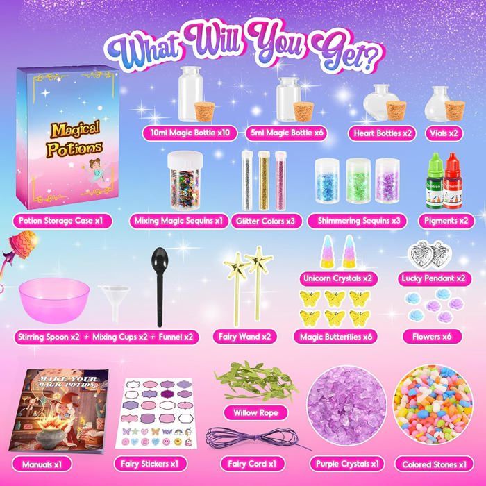 Cadeau Fille 5 6 7 8 9 10 Ans, Potion Magique Enfant Sable Fee Clochette Jouet Loisirs Créatifs Activite Manuelle Fille 6-12 Ans - Jeux - Jouets