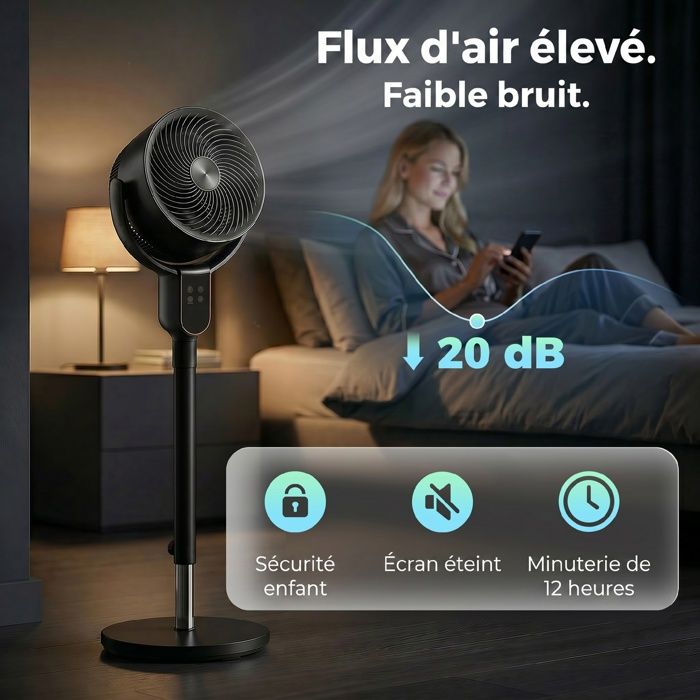 HOMCOM Ventilateur Tour Sur Pied Pour Maison Chambre Avec 3 Vitesses Minuterie 12h Oscillant Panneau Led T L Commande Noir