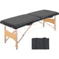 HOMCOM Table de Massage Pliante lit Table de beauté 2 Zones Portable Sac de tranport Inclus Hauteur réglable Bois Massif-0
