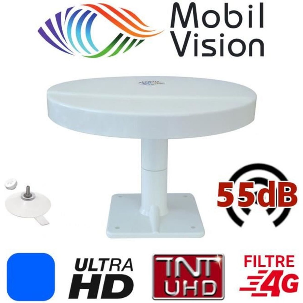 ANTENNE HD OMNIDIRECTIONNELLE OMNIVISION + PIED VENTOUSES TNT TERRESTRE  SENSIBILITE 55dB TNTHD CAMPING CAR FOURGON AMENAGE CAMION - antenne rateau,  avis et prix pas cher - Cdiscount