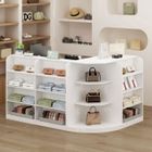 FUFU&GAGA Comptoir de réception avec compartiments ouverts, Table de réception, étagères,Tiroir,Salon,Bureau,Blanc,180x120x100cm