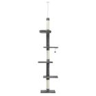 PAWZ Road Arbre à Chat au Plafond, Griffoir Sisal, Hauteur Réglable 238-275cm Gris