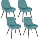 WOLTU Chaises de Salle à Manger Lot de 4, Chaises Relaxantes en Velours, Ergonomiques avec Dossier, Vert Turc BH331ts-4