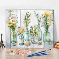 Vase artistique peinture par numéros pour adultes débutants, simplicité DIY fleurs adultes kits de peinture par numéros sur toile