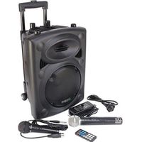 Ibiza Port 8 VHF - Enceinte sono portable - Haut parleur avec micro sans fil et micro fil et lecteur MP3 (USB SD,  PORT8VHF-B