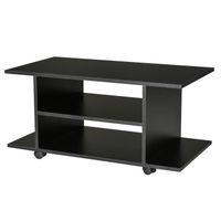 Meuble TV - HOMCOM - Table Basse à roulettes en Panneaux de Particules Noir - Contemporain - Aspect bois