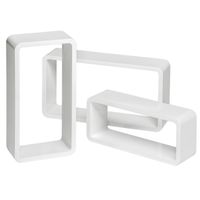 TECTAKE Lot de 3 Étagères Murales LEONIE Design Moderne Cube Rectangulaire en Bois Brillant - Blanc
