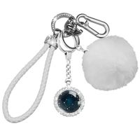Ensemble de porte-clés blanc à motif Gémeaux mignon - Porte-clés pour femme en strass étincelant avec bracelet. 7