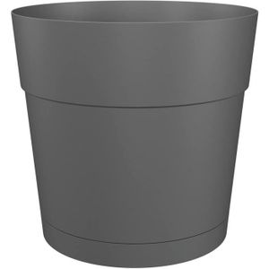 POT DE FLEUR Pot à fleurs et plantes rond CAPRI LARGE - Plastique - Réservoir d'eau - diamètre 40 cm - Anthracite - ARTEVASI