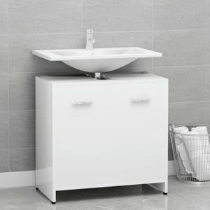 COLONNE - ARMOIRE SDB Armoire de salle de bain Blanc 60x33x61 cm Aggloméré - JEOMQN - Matériaux haute qualité