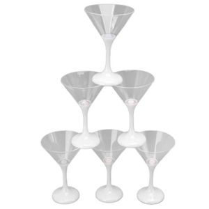 Verre à cocktail HURRISE verres à cocktail en plastique à LED 6 pièces LED allument des verres à Martini en plastique clignotants 210 ml LED