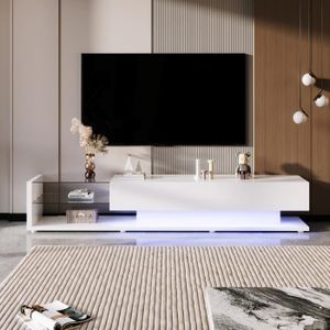 MEUBLE TV Meuble TV design moderne, cloison en verre blanc b