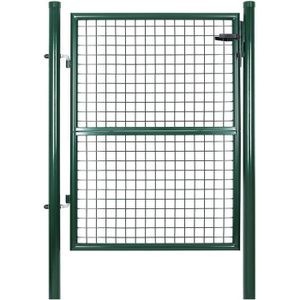 PORTAIL - PORTILLON SONGMICS GGD175G Porte de jardin en acier galvanisé avec serrure et poignée de porte et clé Vert 106 x 171 cm