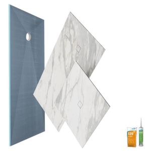 RECEVEUR DE DOUCHE Receveur de douche à carreler 180 x 90 WEDI Fundo primo + revêtement Top marble white + colle