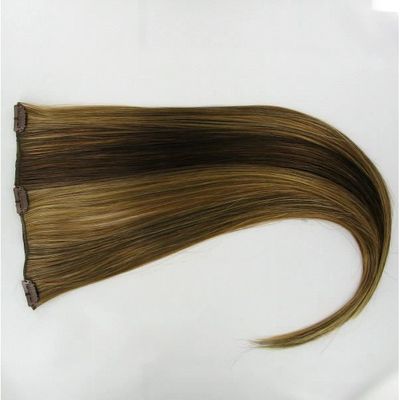Perruque Synthétique Châtain Cuivré Méché Blond - Longueur Moyenne, Raie Libre, Neuve Avec étiquette