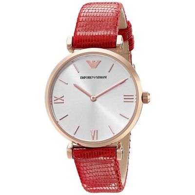 EMPORIO ARMANI FEMME 32MM BRACELET CUIR ROUGE QUARTZ ANALOGIQUE MONTRE AR1876 Cdiscount Bijouterie