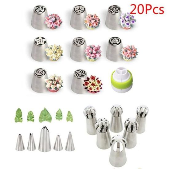 Poche Douille 16 Buses Kit Décoration Gâteaux - 2 Poches à Douille Réutilisables + 16 Douilles Grandes Tailles - Pour Glaçage, Cupcakes, Cookies - Idéal Débutants Et Pros Poche A Douille Réutilisable