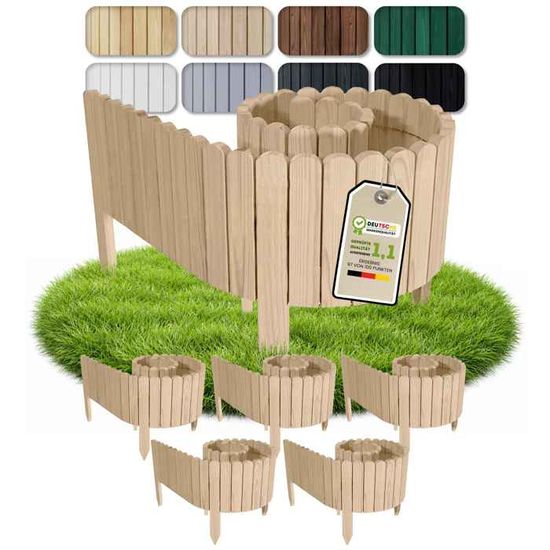 Bordure Jardin Flexible Floranica 10m - 5 éléments Pin 2m X 20cm Marron - Clôture Modulable Pour Plates-bandes