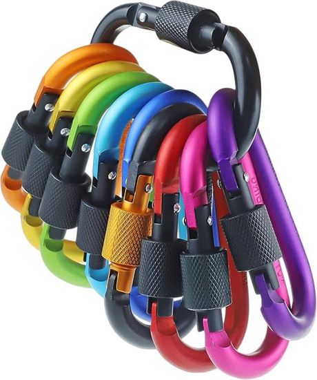 10 Couleurs | Verrouillage Vis | Forme D | Camping, Vélo, Sac