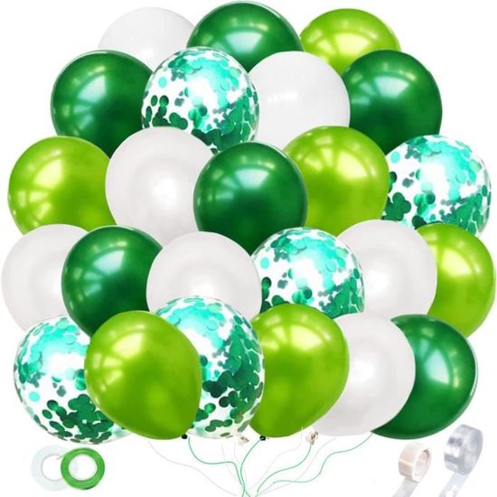 Dww-ballons Vert Fonc Anniversaire, 60 Pices Or Confettis Ballons Helium,  Ballon De Baudruche Mat Blanc, Mtallique Dores Vert Ballons Pour Mariage  Bab
