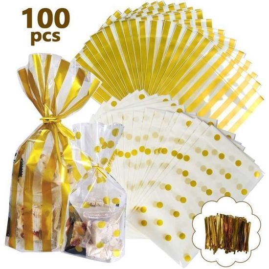 Sacs à Bonbons Anniversaire - Lot De 60 (6 Modèles) - 16x25,5 Cm - Polyéthylène Coloré - Pour Fêtes, Noël, Cadeaux, Goodies